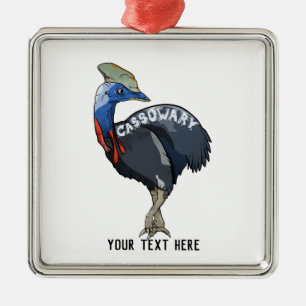Ornement Carré Argenté texte de la dent de couleur cassowary