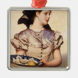 Ornement Carré Argenté The Oyster Girl (par Karl Gussow)