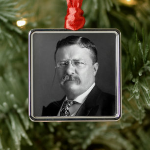 Ornement Carré Argenté Theodore Roosevelt Teddy Président républicain