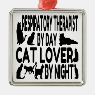 Ornement Carré Argenté Thérapeute respiratoire Amoureux des chats