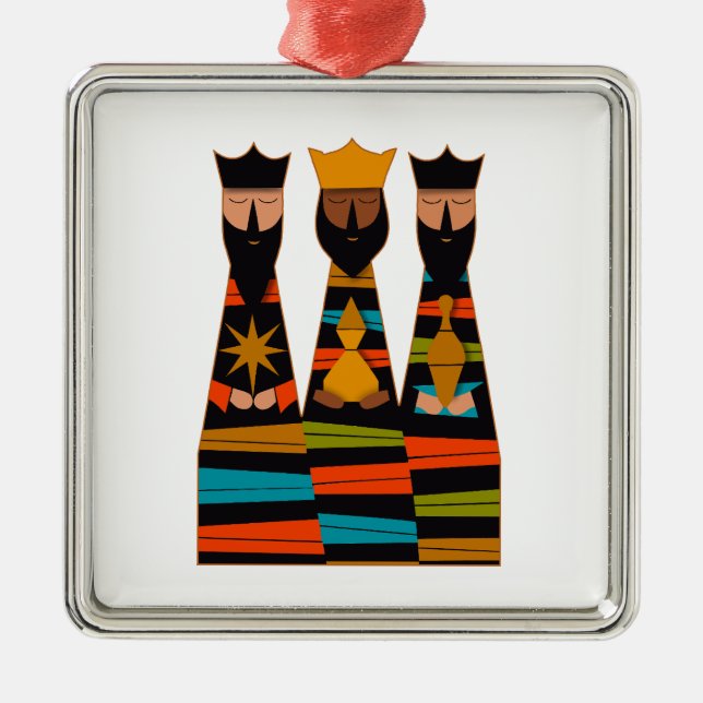 Ornement Carré Argenté Three Wise Men Modern Mid-Century (Devant)