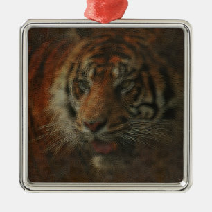 Ornement Carré Argenté Tigre