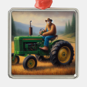 Ornement Carré Argenté Tracteur Bigfoot