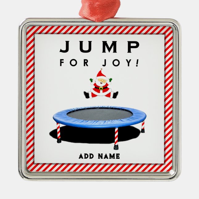 Ornement Carré Argenté Trampoline Père Noël Christmas (Devant)