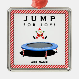 Ornement Carré Argenté Trampoline Santa Noël