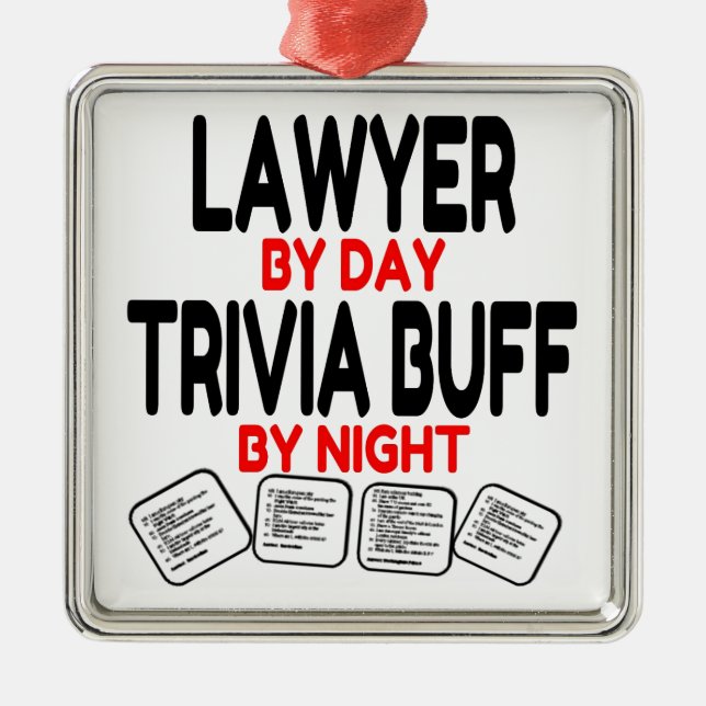 Ornement Carré Argenté Trivia Buff Lawyer (Devant)