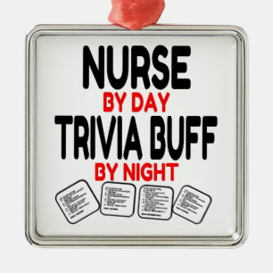 Ornement Carré Argenté Trivia Buff Nurse
