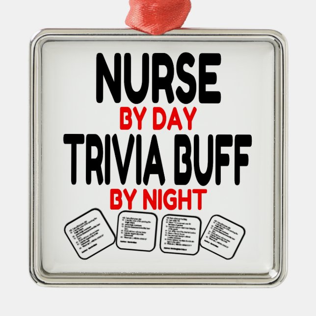 Ornement Carré Argenté Trivia Buff Nurse (Devant)