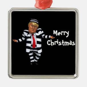 Ornement Carré Argenté Trump en tenue de prison