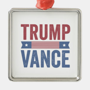 Ornement Carré Argenté Trump Vance Républicain Élection Américaine Cadeau