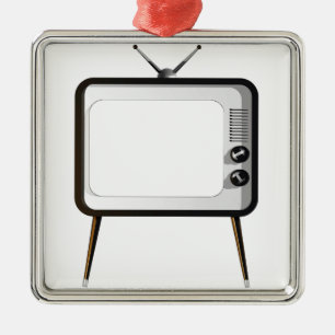 Ornement Carré Argenté TV avec l'écran vide