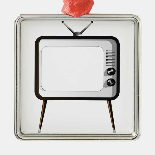 Ornement Carré Argenté TV avec l'écran vide (Devant)