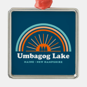 Ornement Carré Argenté Umbagog Lake New Hampshire Maine