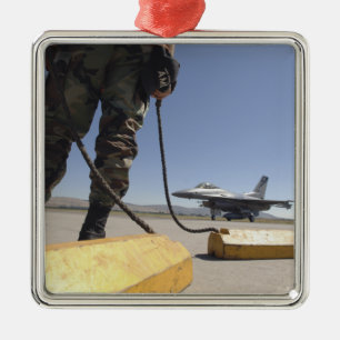 Ornement Carré Argenté Un chef d'équipe de l'Armée de l'Air d'USA