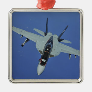 Ornement Carré Argenté Un frelon superbe de la marine F/A-18F des USA en