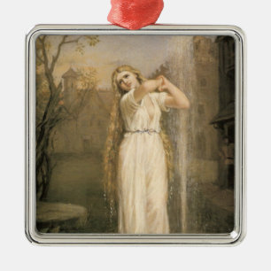Ornement Carré Argenté Undine (par John William Waterhouse)
