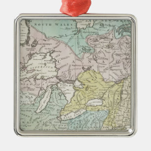 Ornement Carré Argenté Une carte précise du Canada, 1761