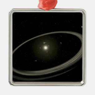 Ornement Carré Argenté Une jeune étoile cerclée par les planètes norma