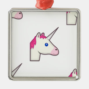 Ornement Carré Argenté unicorne emoji