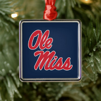 Ornement Carré Argenté Université du Mississippi | Ole Miss Script