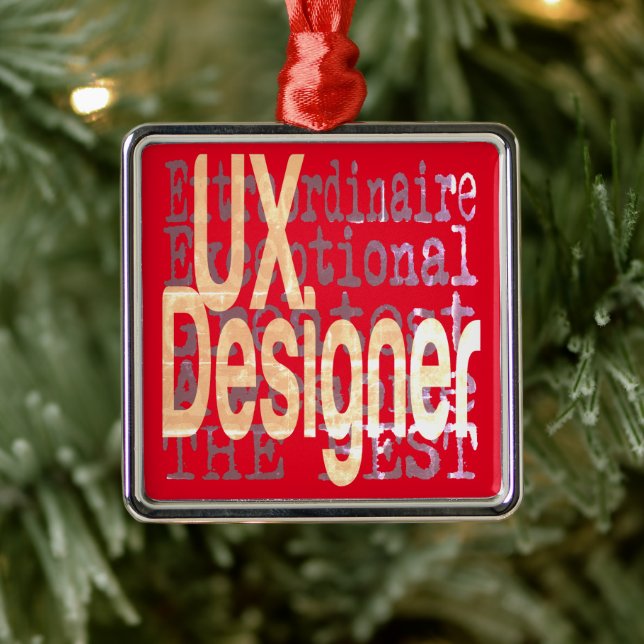 Ornement Carré Argenté UX Designer Extraordinaire (Arbre)