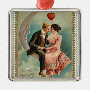 Ornement Carré Argenté valentines victoriennes
