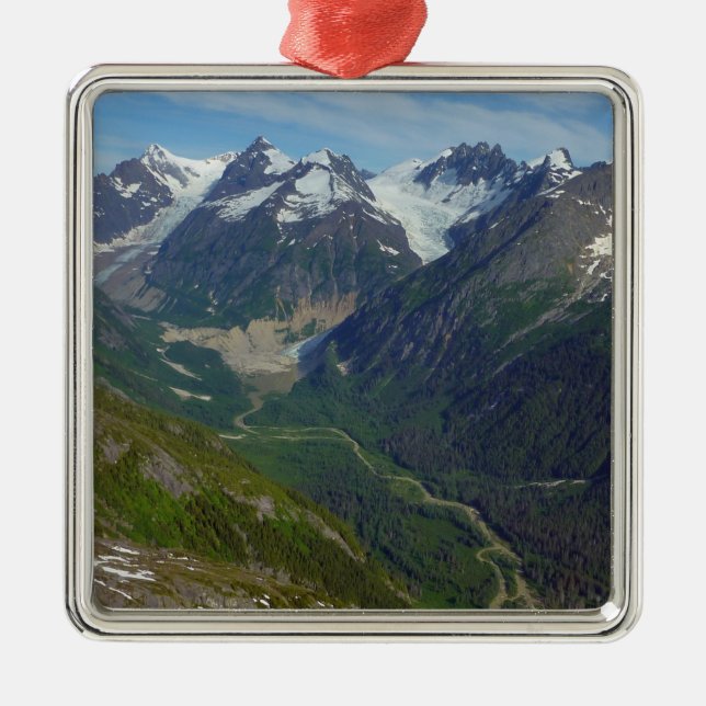 Ornement Carré Argenté Vallée sculptée par les glaciers de l'Alaska (Devant)