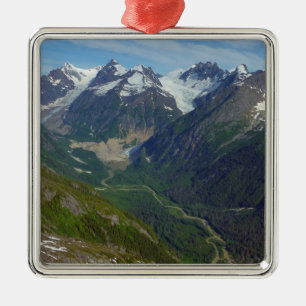 Ornement Carré Argenté Vallée taillée par un glacier alaskien
