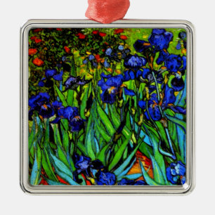 Ornement Carré Argenté Van Gogh peinture, Irises,