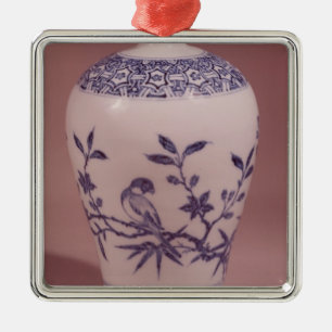 Ornement Carré Argenté Vase à fleur, dynastie de Ming