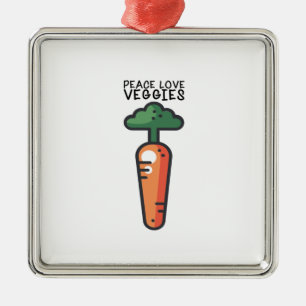 Ornement Carré Argenté Vegan - Peace Love Légumes
