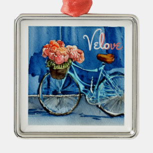 Ornement Carré Argenté Velo Love Cycling
