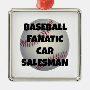 Ornement Carré Argenté Vendeur De Voiture Fanatique De Baseball