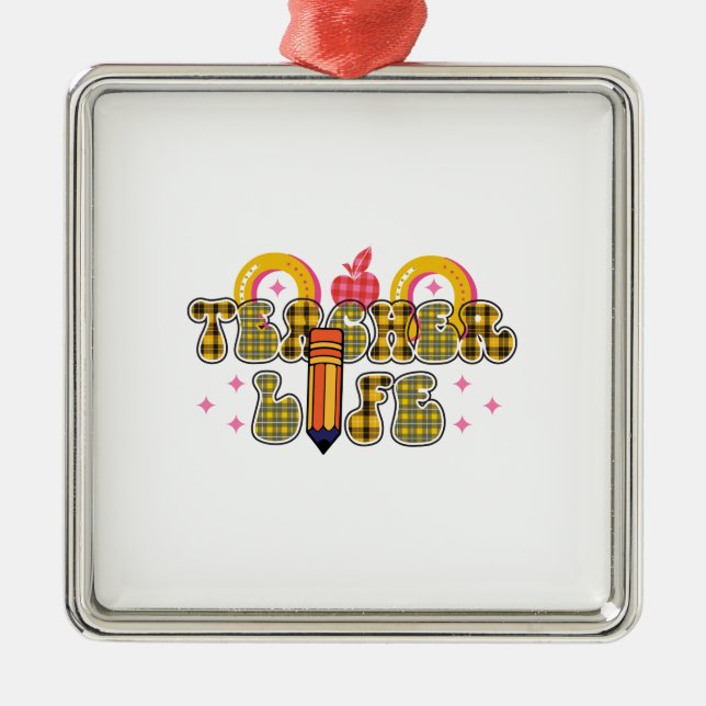 Ornement Carré Argenté Vie de l'enseignant (Devant)