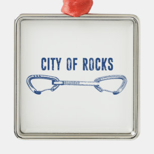 Ornement Carré Argenté Ville De Rocks Idaho Rock Escalade Quickdraw