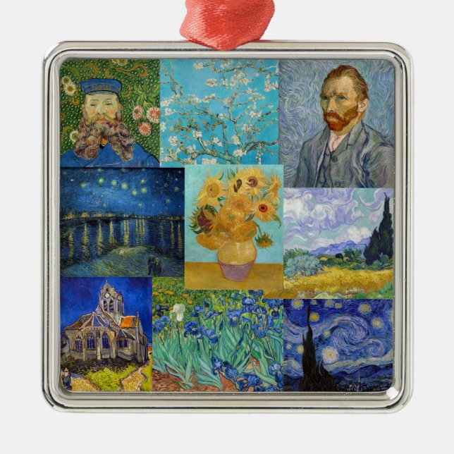 Ornement Carré Argenté Vincent Van Gogh - Masterpieces Patchwork (Devant)