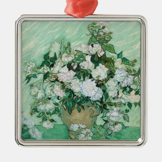 Ornement Carré Argenté Vincent van Gogh - Rose (Devant)