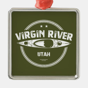 Ornement Carré Argenté Virgin River Utah Kayak