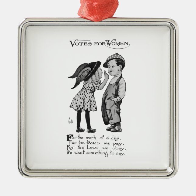 Ornement Carré Argenté Votes Pour Les Femmes (Devant)