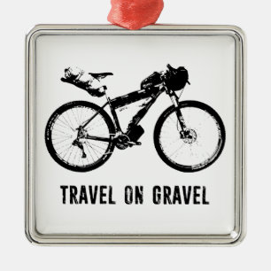 Ornement Carré Argenté Voyage Sur Le Vélo Gravel