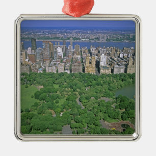 Ornement Carré Argenté Vue aérienne de Central Park et du côté ouest