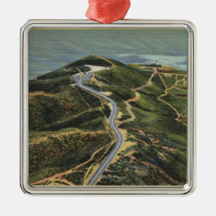 Ornement Carré Argenté Vue aérienne de Point Loma