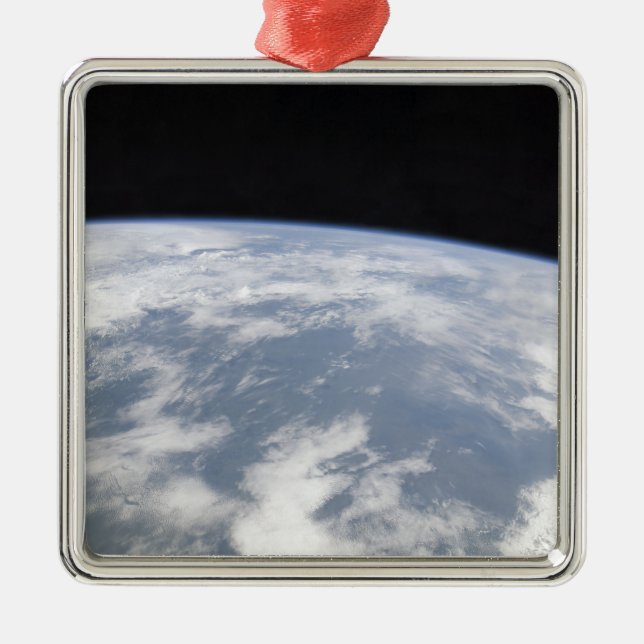 Ornement Carré Argenté Vue de la planète Terre depuis l'espace (Devant)