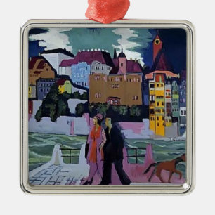 Ornement Carré Argenté Vue d'Ernst Ludwig Kirchner de Bâle et du Rhin