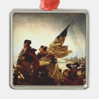 Ornement Carré Argenté Washington Crossing the Delaware by Emanuel Leutze