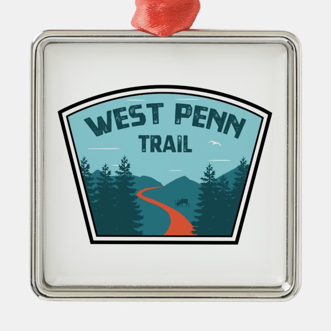 Ornement Carré Argenté West Penn Trail Pennsylvanie (Devant)