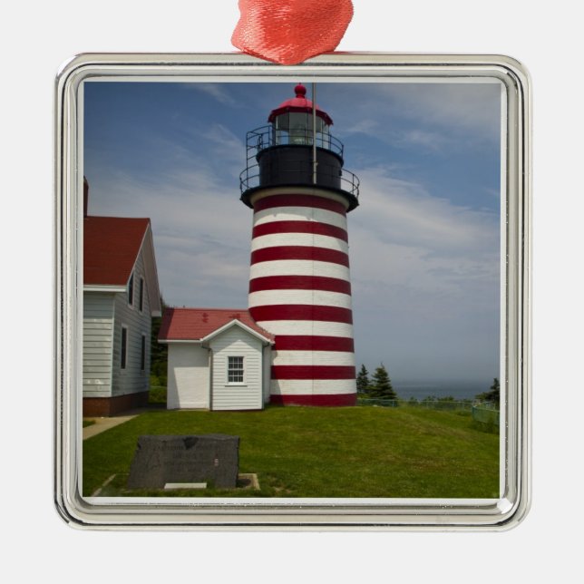 Ornement Carré Argenté West Quoddy Head Lighthouse State Park est (Devant)