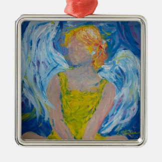 Ornement Carré Argenté "Whispers of Love" Ange Ornament