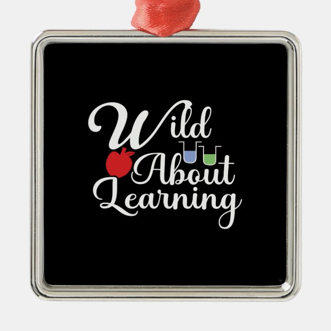 Ornement Carré Argenté Wild About Learning (Devant)