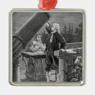 Ornement Carré Argenté William Herschel découvre la planète Uranus